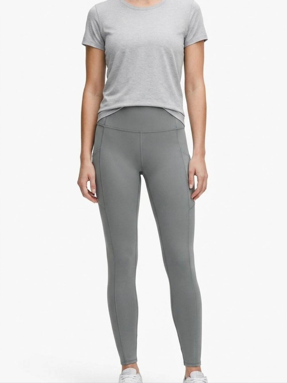 REI Co-op Swiftland 7/8 Running Tights XS Gray Green Leggings Athletic Pockets
